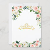 Quinceanera Blush Pink Roses and Gold Pearl Tiara  Invitation (Back)