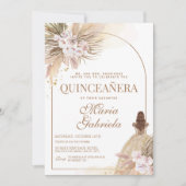 Quinceanera Boho Pampas Floral Mis Quince Anos Invitation (Front)