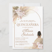 Quinceanera Boho Pampas Floral Mis Quince Anos Invitation (Front)