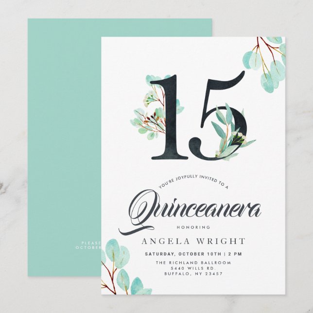 Quinceanera Botanical Birthday Invitation (Front/Back)