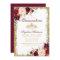 Quinceanera Burgundy Floral Gold Crown Invite B