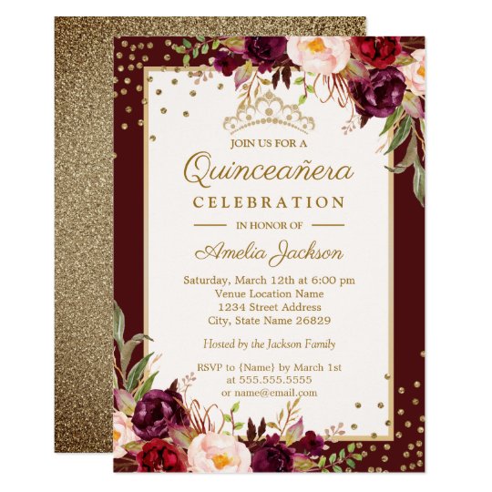 Burgundy Quinceanera Invitations 7