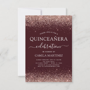 Quinceanera Burgundy Rose Gold Blush Pink Invitation