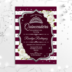 Quinceanera - Burgundy Silver Invitation