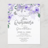 Quinceanera Butterfly Budget Invitation Bilingual (Front)