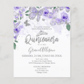 Quinceanera Butterfly Budget Invitation Bilingual (Back)
