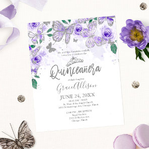 Quinceanera Butterfly Budget Invitation Bilingual