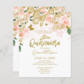 Quinceanera Butterfly Budget Invitation Bilingual  (Front/Back)