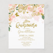 Quinceanera Butterfly Budget Invitation English (Front)