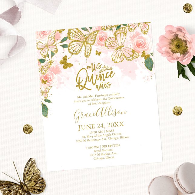 Quinceanera Butterfly Budget Invitation English (Creator Uploaded)