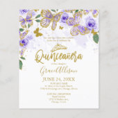 Quinceanera Butterfly Budget Invitation English (Front)