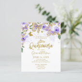 Quinceanera Butterfly Budget Invitation English (Standing Front)