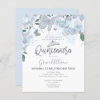 Quinceanera Butterfly Budget Invitation - Spanish