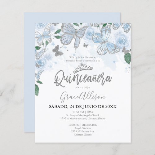 Quinceanera Butterfly Budget Invitation _ Spanish