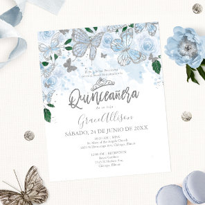 Quinceanera Butterfly Budget Invitation Spanish