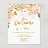 Quinceanera Butterfly Budget Invitation Spanish (Front)