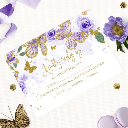 Quinceanera Butterfly Budget RSVP Card