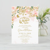 Quinceanera Butterfly Invitation Bilingual  (Standing Front)