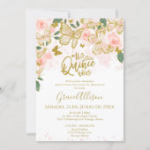 Quinceanera Butterfly Invitation Bilingual  (Back)