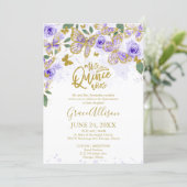 Quinceanera Butterfly Invitation Bilingual  (Standing Front)
