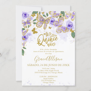 Quinceanera Butterfly Invitation Bilingual