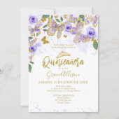 Quinceanera Butterfly Invitation Bilingual  (Back)