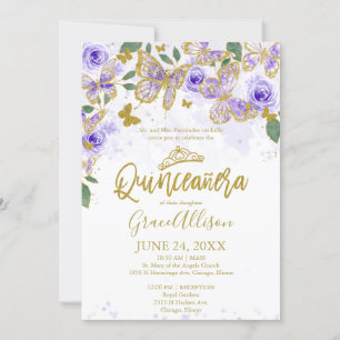 Quinceanera Butterfly Invitation Bilingual
