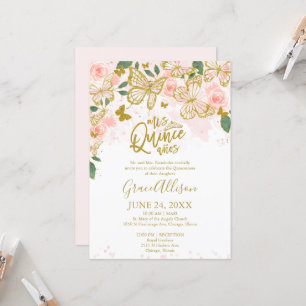 Quinceanera Butterfly Invitation English Wording 