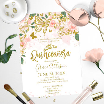 Quinceanera Butterfly Invitation English Wording by StampsbyMargherita at Zazzle