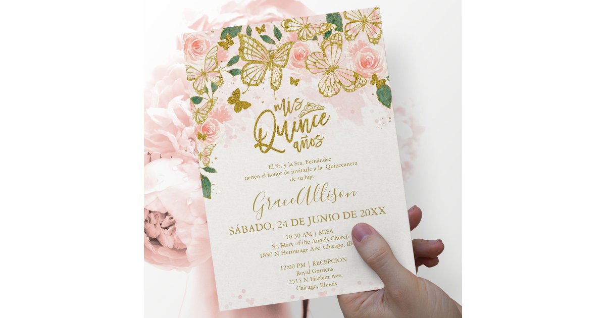 Quinceanera Butterfly Invitation Spanish Wording 