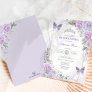 Quinceañera Butterfly Purple Lilac Silver Floral Invitation
