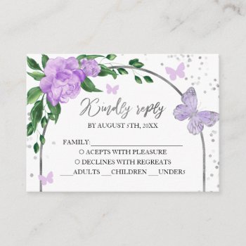 Quinceanera Butterflys Lavender Blush Gown Enclosure Card by LitleStarPaper at Zazzle