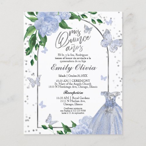 Quinceanera Butterflys Spanish Budget Invitation