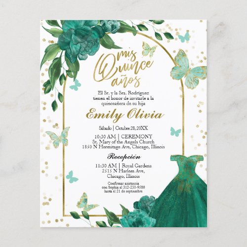 Quinceanera Butterflys Spanish Budget Invitation