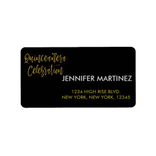 Quinceanera Celebration Gold Address Label