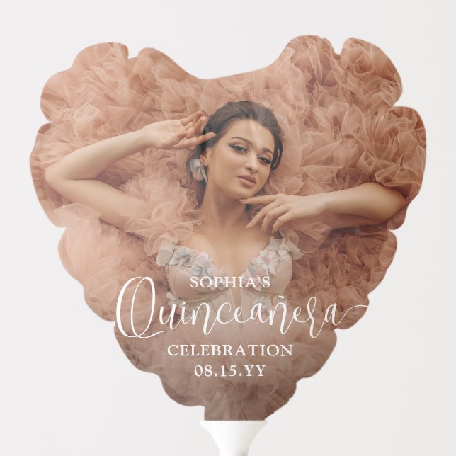 Quinceañera Celebration Modern Trendy Script Photo Balloon (Front)