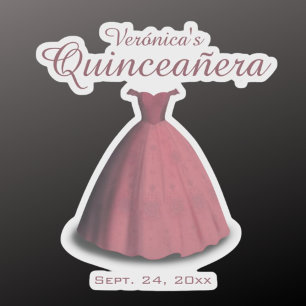 Quinceañera celebration red dress decoration  sticker