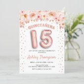 Quinceanera Celebration - Rose Gold Balloons Invitation (Standing Front)