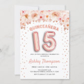 Quinceanera Celebration - Rose Gold Balloons Invitation (Front)