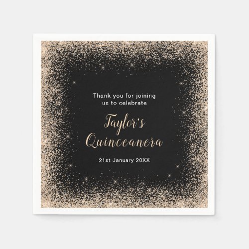 Quinceanera Champagne Faux Glitter Napkins