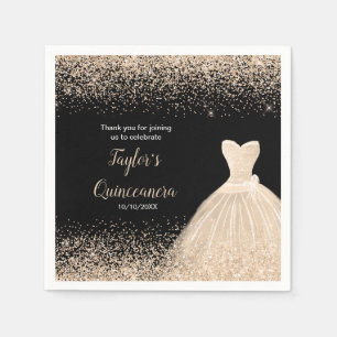 Quinceanera Champagne Faux Glitter Napkins