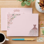 Quinceañera Cherry Blossoms Rose Gold Dress Gown Envelope<br><div class="desc">Personalize these pretty cherry blossoms Quinceañera / Sweet 16 birthday envelopes easily and quickly. Simply click the customize it further button to edit the texts, change fonts and fonts colors. Featuring beautiful watercolor cherry blossoms flowers, rose gold butterflies and a rose gold princess dress. Matching items available in store. (c)...</div>