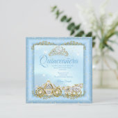 Quinceanera Cinderella Blue fairytale Carriage 2 Invitation (Standing Front)
