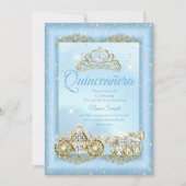 Quinceanera Cinderella Blue fairytale Carriage Invitation (Front)