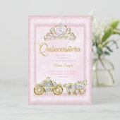 Quinceanera Cinderella Blush Pink Carriage Invitation (Standing Front)