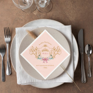 Quinceanera Classy Crown Vintage Frame Custom Napkins
