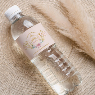 Quinceanera Classy Crown Vintage Frame Custom Water Bottle Label