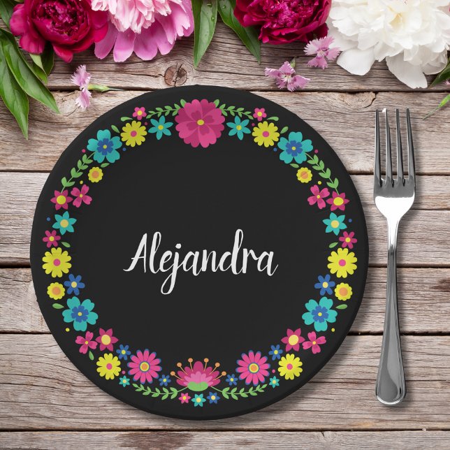 QUINCEAÑERA COLORFUL FLOWER PAPER PLATES (Creator Uploaded)