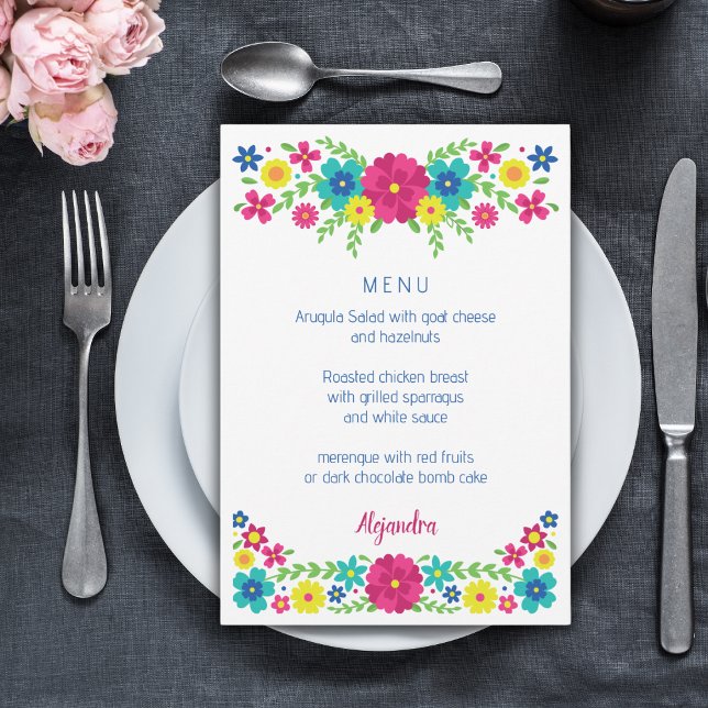 Quinceañera colorful flowers menu (Creator Uploaded)