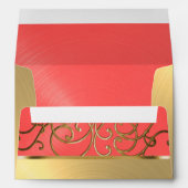 Quinceanera Coral Pink and Gold Filigree Swirls Envelope (Back (Bottom))